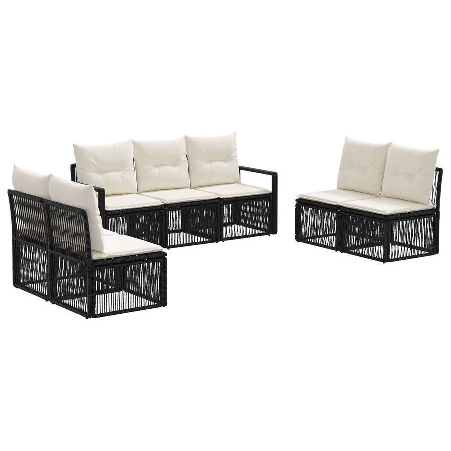 Tuinbankenset 7 pcs Zwart poly rattan