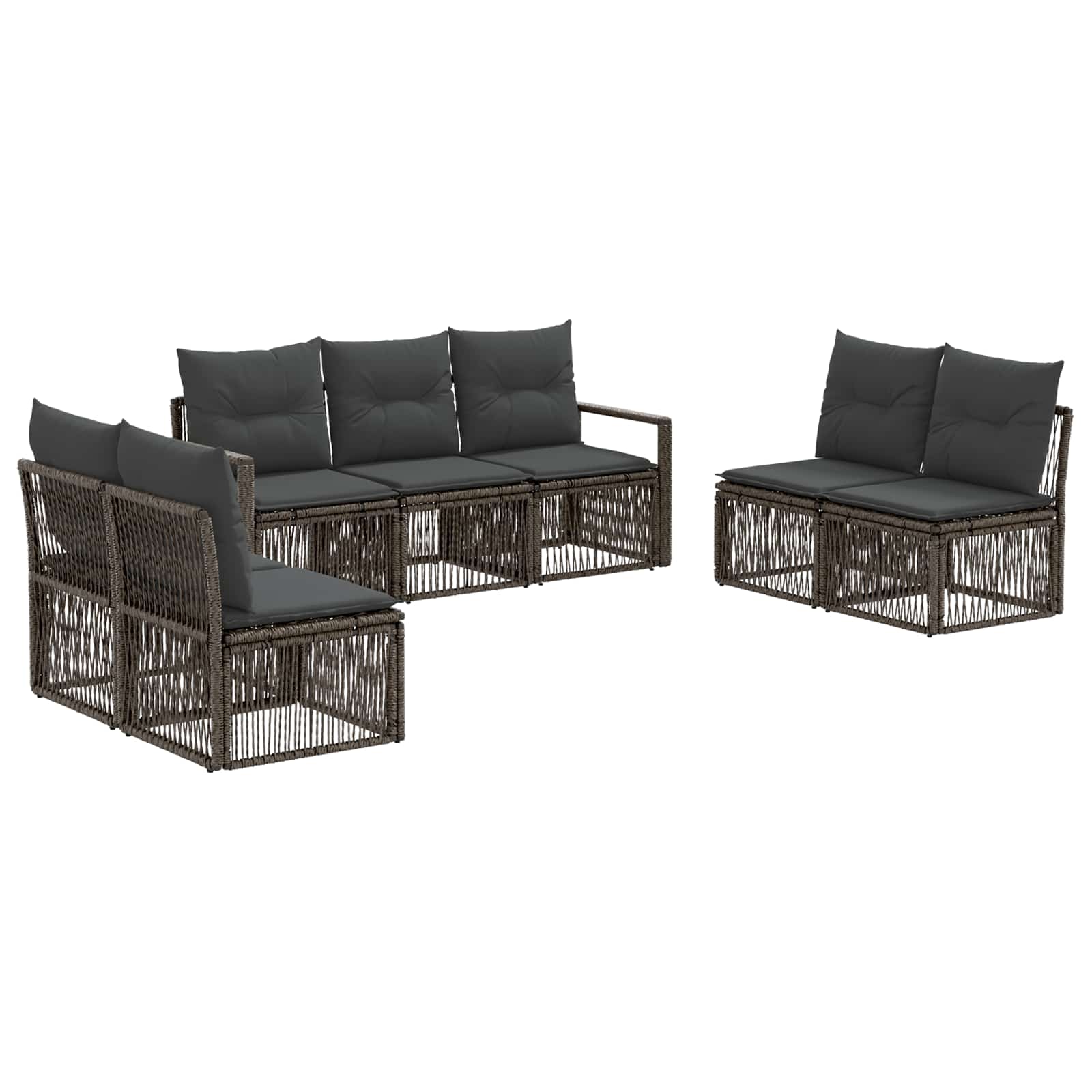 Tuinbankenset 7 pcs Grijs poly rattan