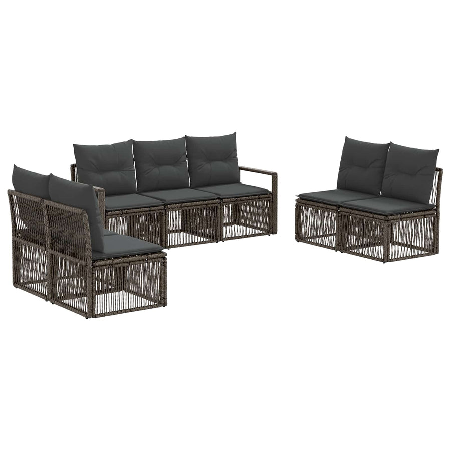 Tuinbankenset 7 pcs Grijs poly rattan