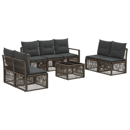 Tuinbankenset 8 pcs Grijs poly rattan