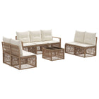 Garden bench set 8 pcs Beige poly rattan
