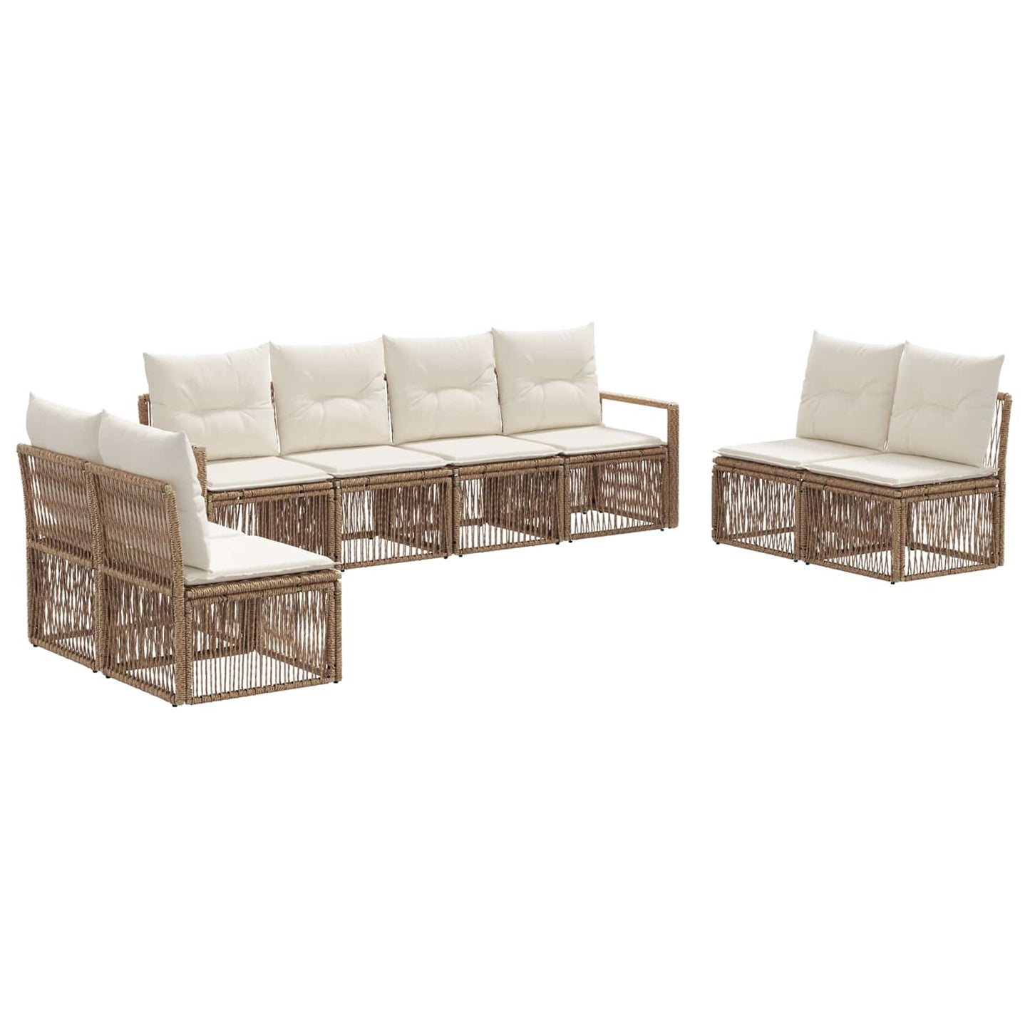 Tuinbankenset 8 pcs Beige poly rattan