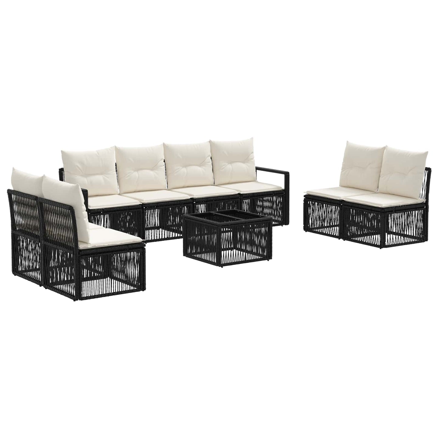 Tuinbankenset 9 pcs Zwart poly rattan