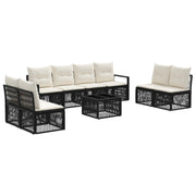 Tuinbankenset poly rattan 9-delig zwart