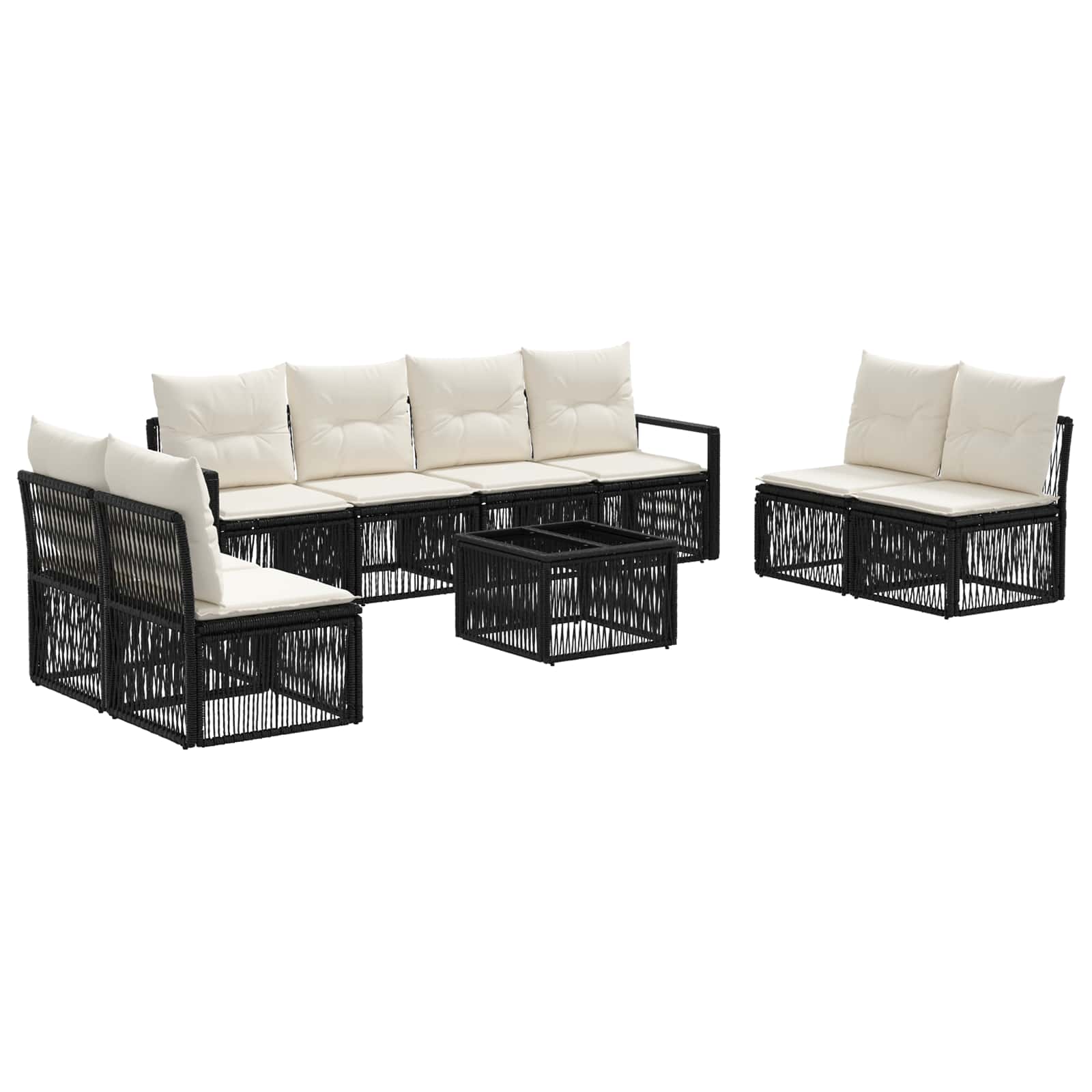 Tuinbankenset 9 pcs Zwart poly rattan