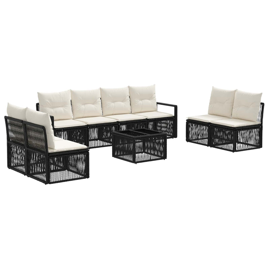 Tuinbankenset 9 pcs Zwart poly rattan