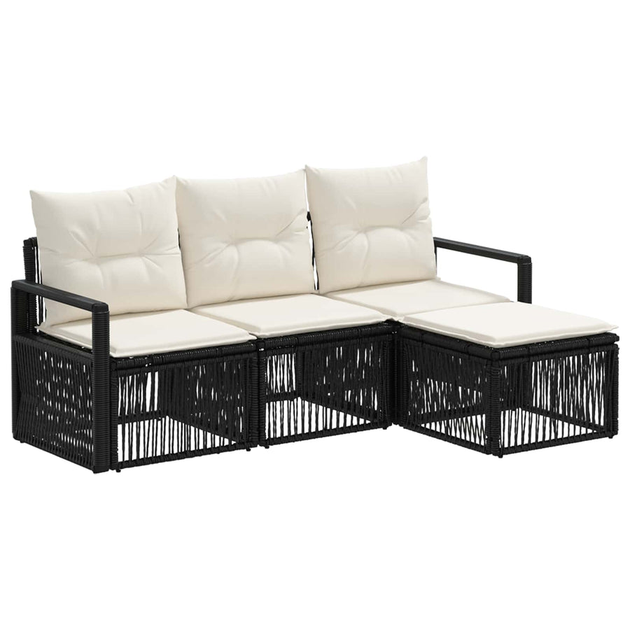 Tuinbankenset 4 pcs Zwart poly rattan