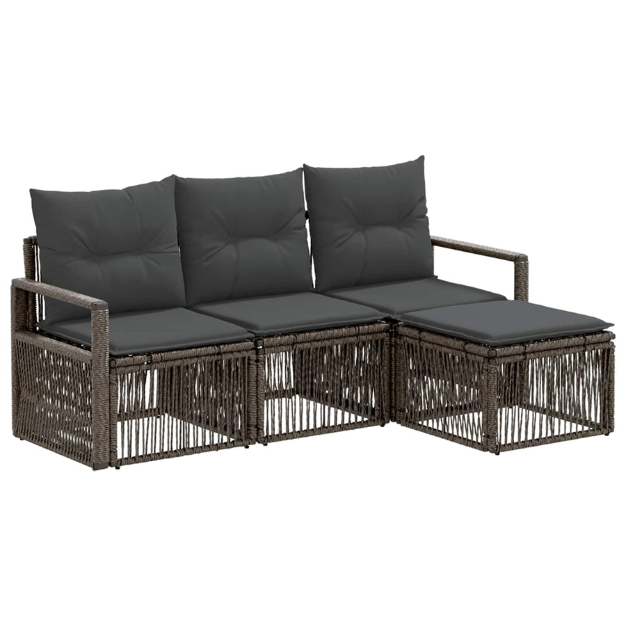 Tuinbankenset 4 pcs Grijs poly rattan