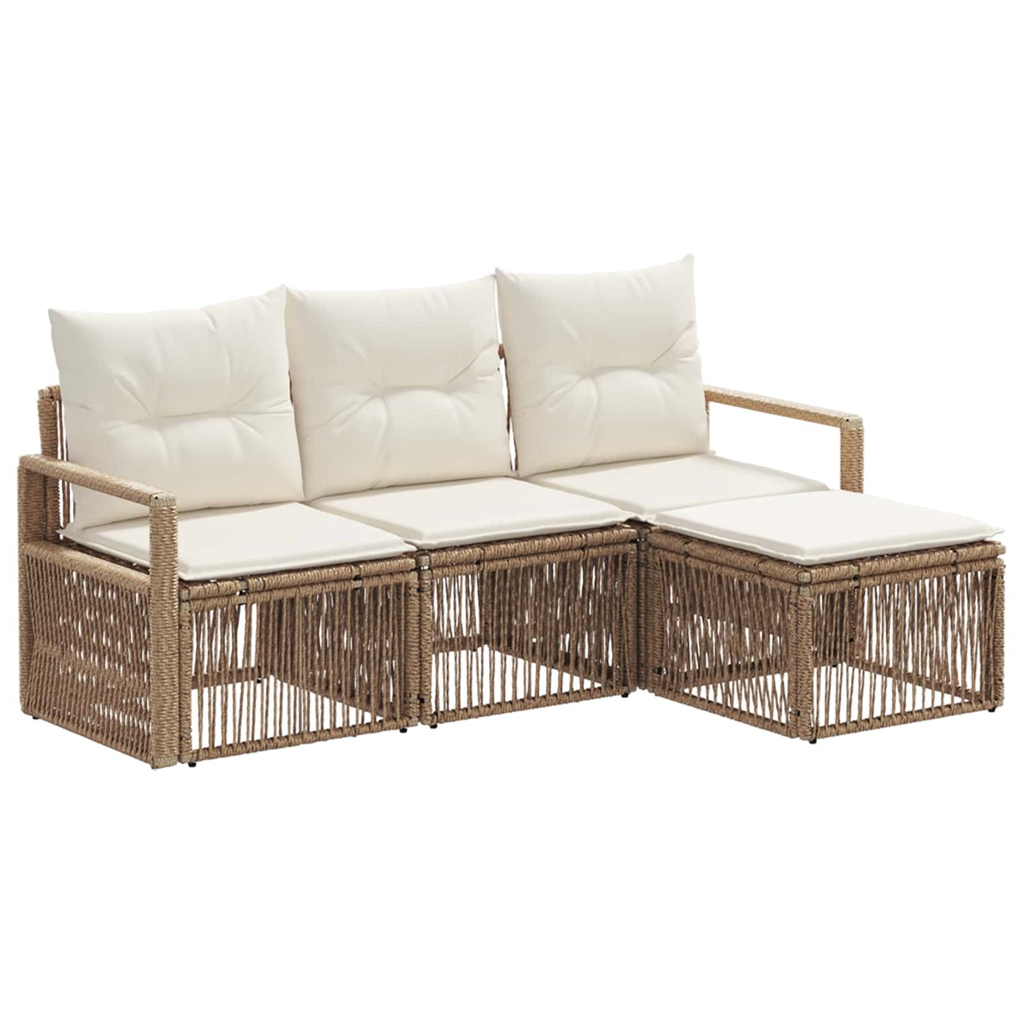 Tuinbankenset 4 pcs Beige poly rattan