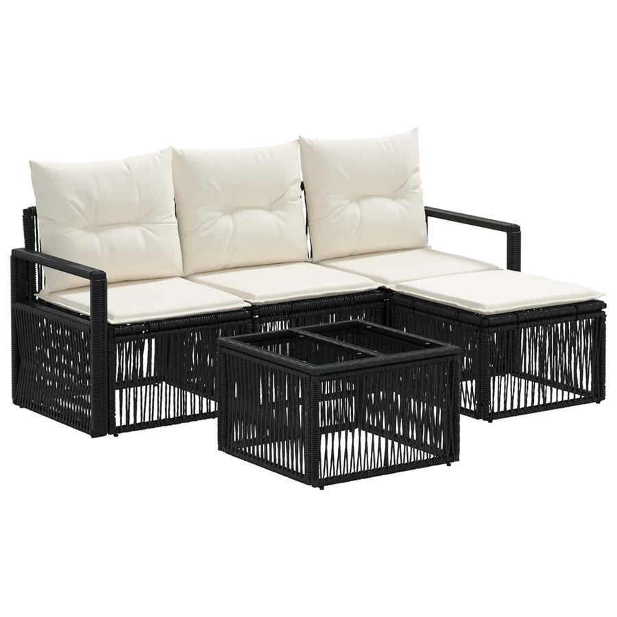 Tuinbankenset 5 pcs Zwart poly rattan