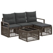 Tuinbankenset poly rattan grijs 5-delig