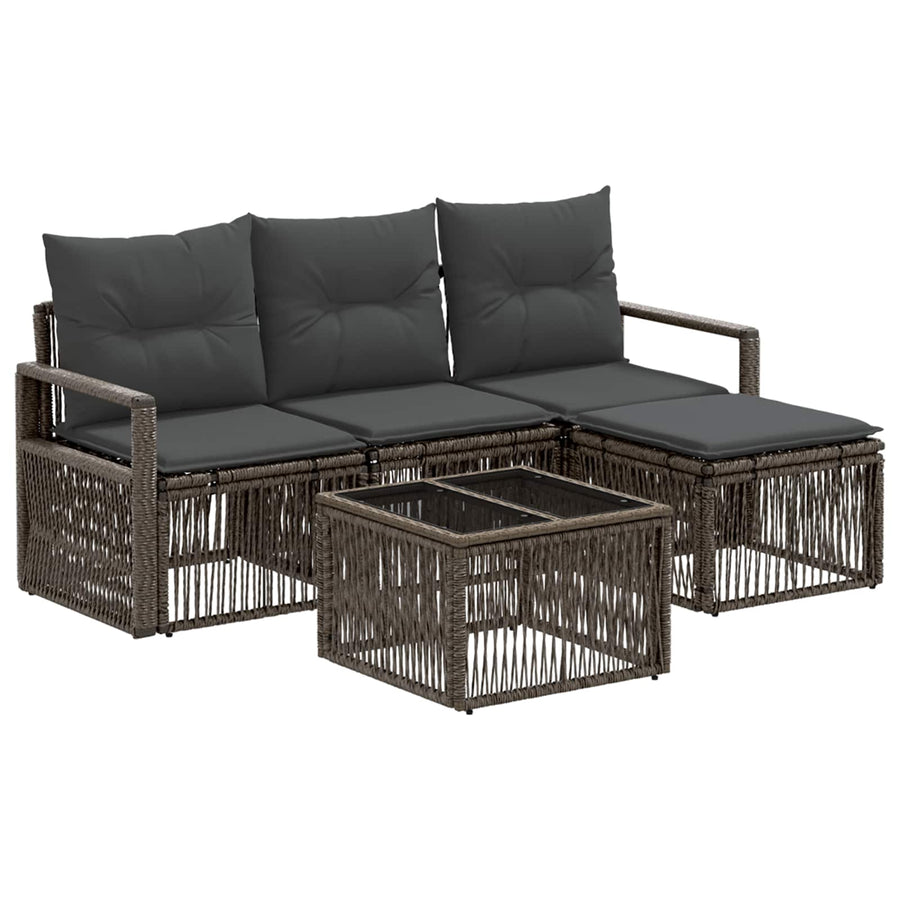 Tuinbankenset 5 pcs Grijs poly rattan