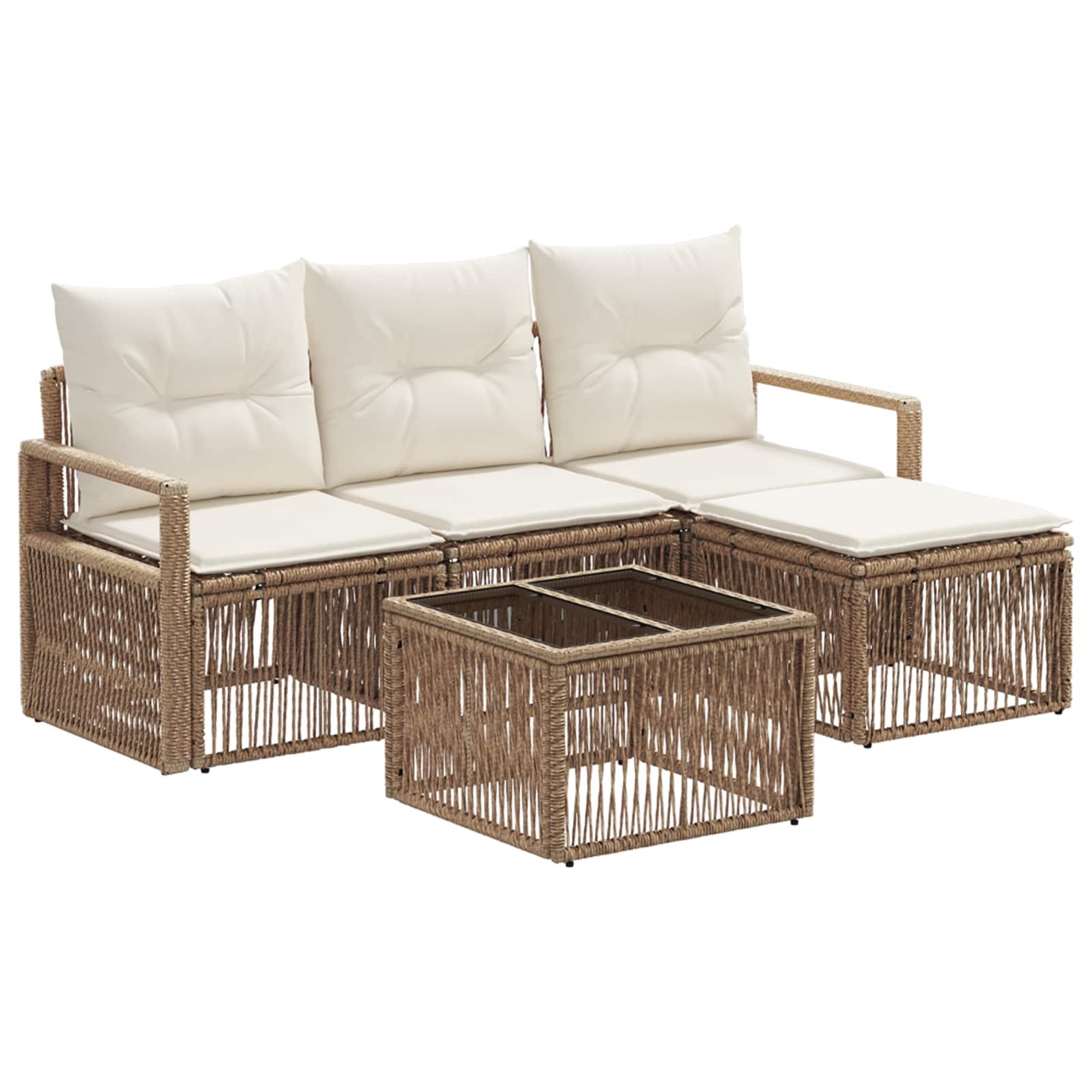 Tuinbankenset 5 pcs Beige poly rattan