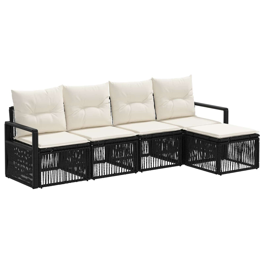 Tuinbankenset 4 pcs Zwart poly rattan