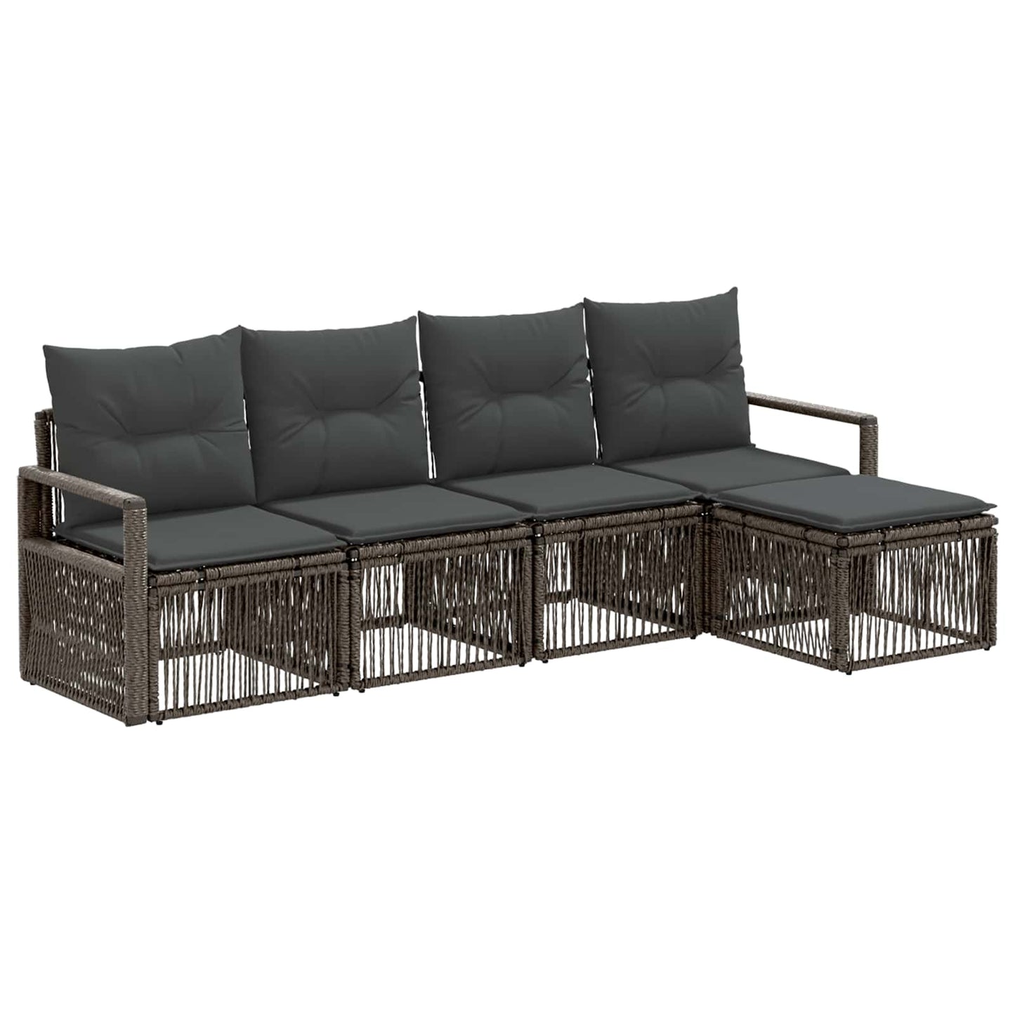 Tuinbankenset 4 pcs Grijs poly rattan