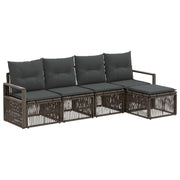 Tuinbankenset 4 delig grijs poly rattan