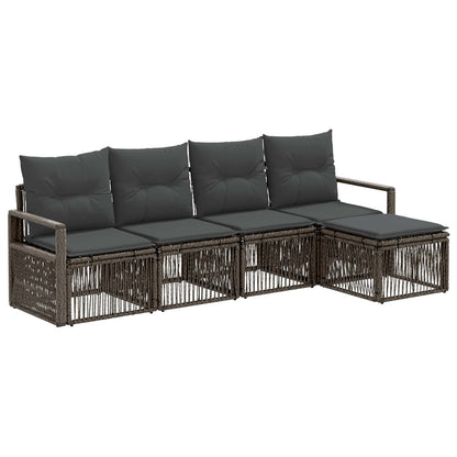 Tuinbankenset 4 pcs Grijs poly rattan