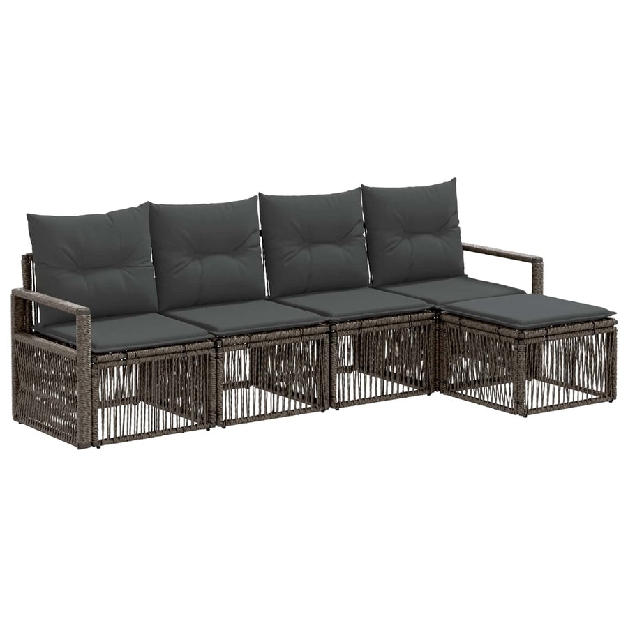 Tuinbankenset 4 pcs Grijs poly rattan
