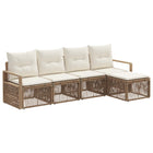 Tuinbankenset poly rattan beige 5 personen