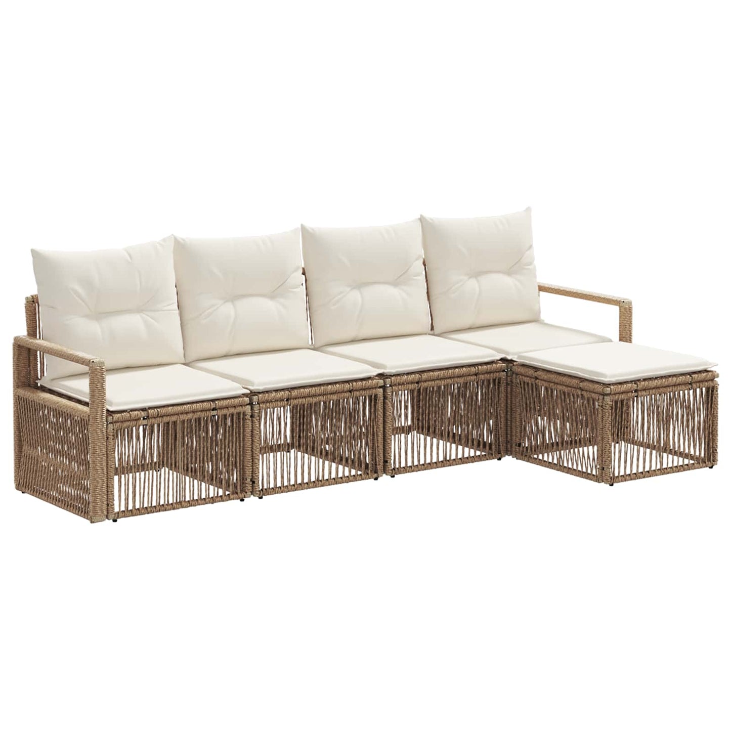Tuinbankenset 4 pcs Beige poly rattan