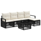 Garden Bench Set 6 pcs Black poly rattan