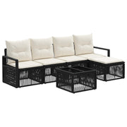 Tuinbankenset poly rattan zwart 5-persoons