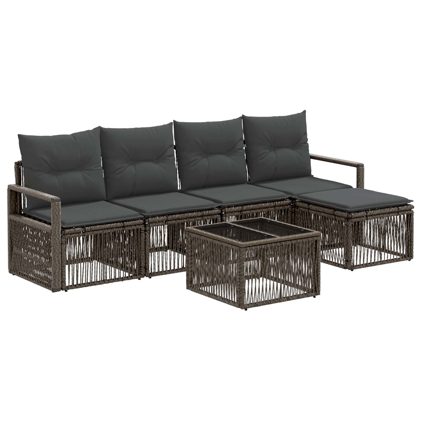 Tuinbankenset 6 pcs Grijs poly rattan