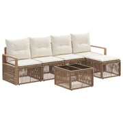 Tuinbankenset poly rattan beige 6-delig