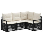 Tuinbankenset poly rattan zwart 4 personen
