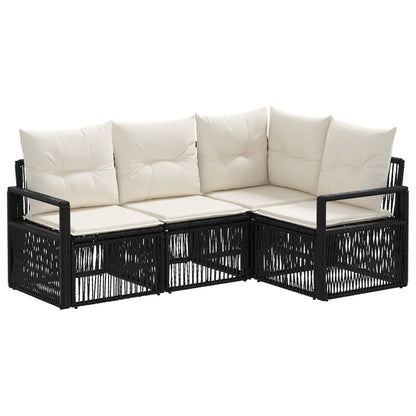 Tuinbankenset 4 pcs Zwart poly rattan