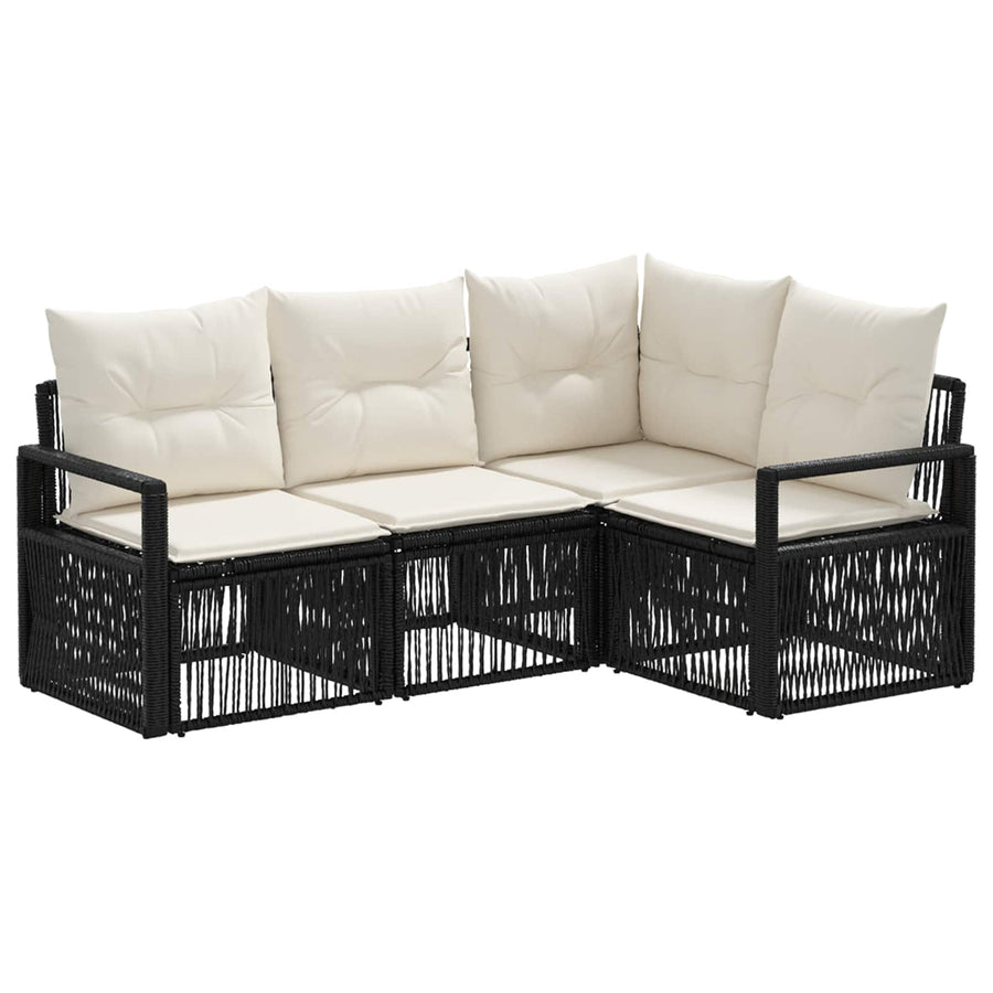 Tuinbankenset 4 pcs Zwart poly rattan