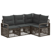 Tuinbankenset 4 personen poly rattan grijs