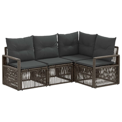 Tuinbankenset 4 pcs Grijs poly rattan