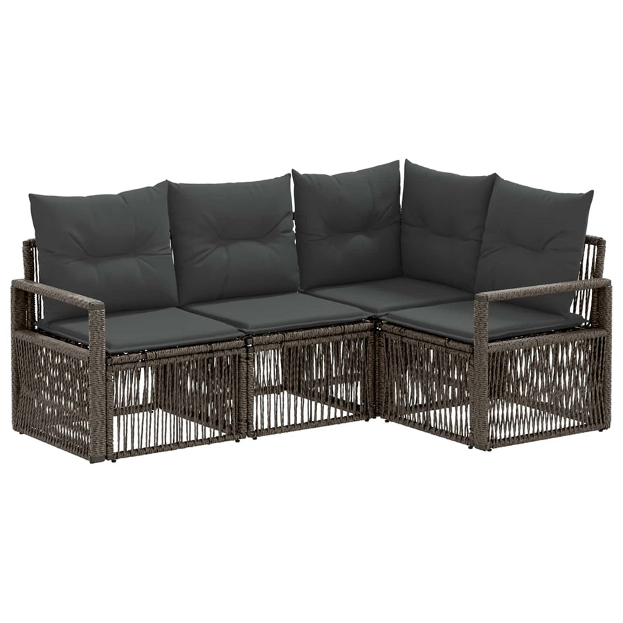 Tuinbankenset 4 pcs Grijs poly rattan