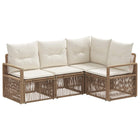 Tuinbankenset poly rattan beige 4 personen