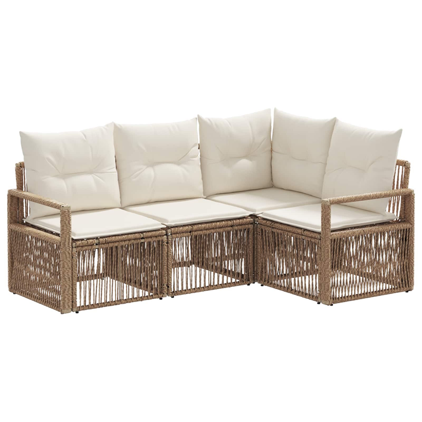 Tuinbankenset 4 pcs Beige poly rattan