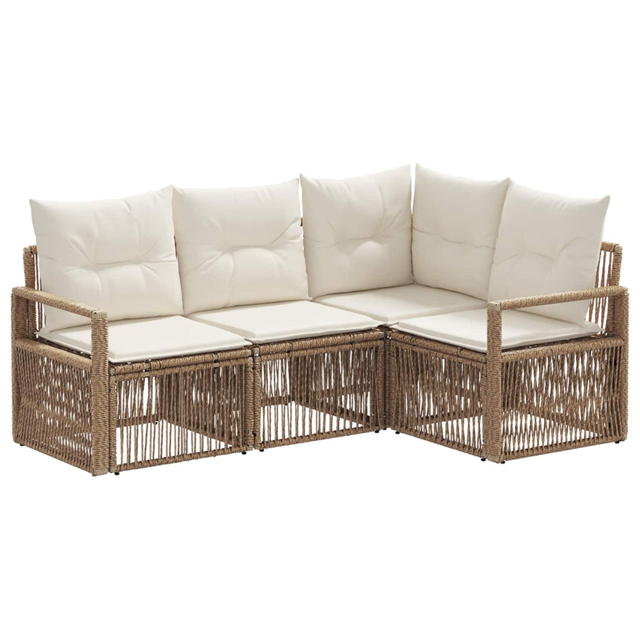 Tuinbankenset 4 pcs Beige poly rattan