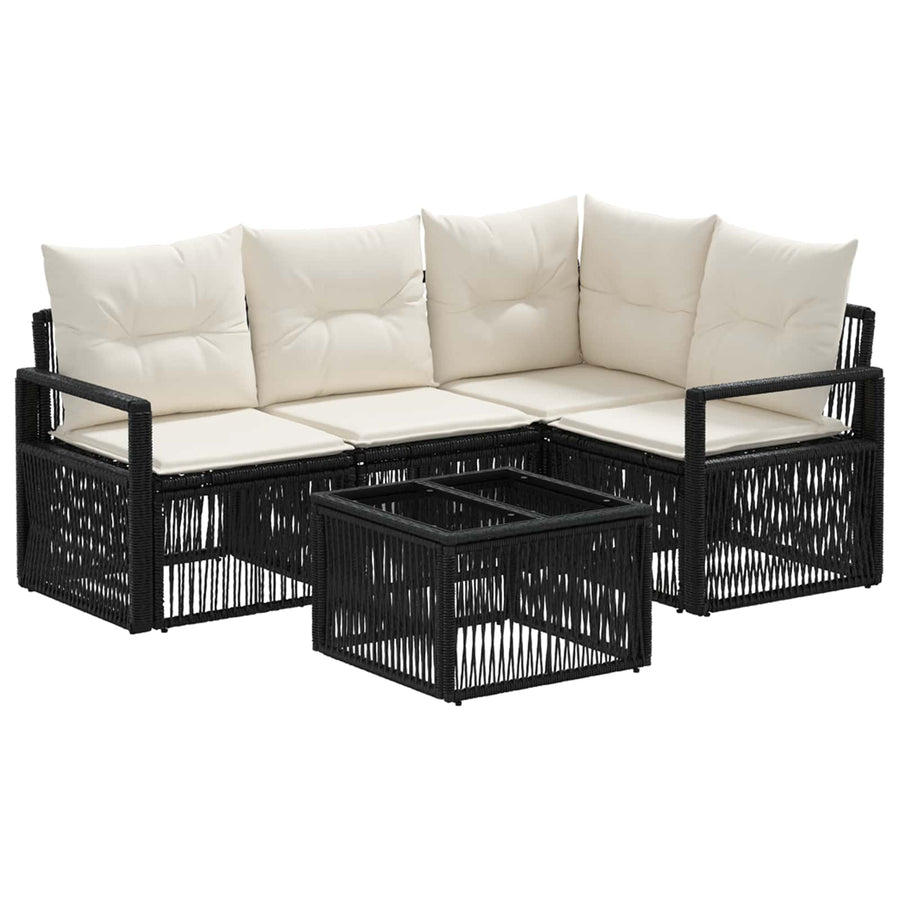 Tuinbankenset 5 pcs Zwart poly rattan