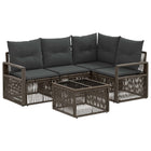 Garden Bench Set 5 pcs Grey poly rattan