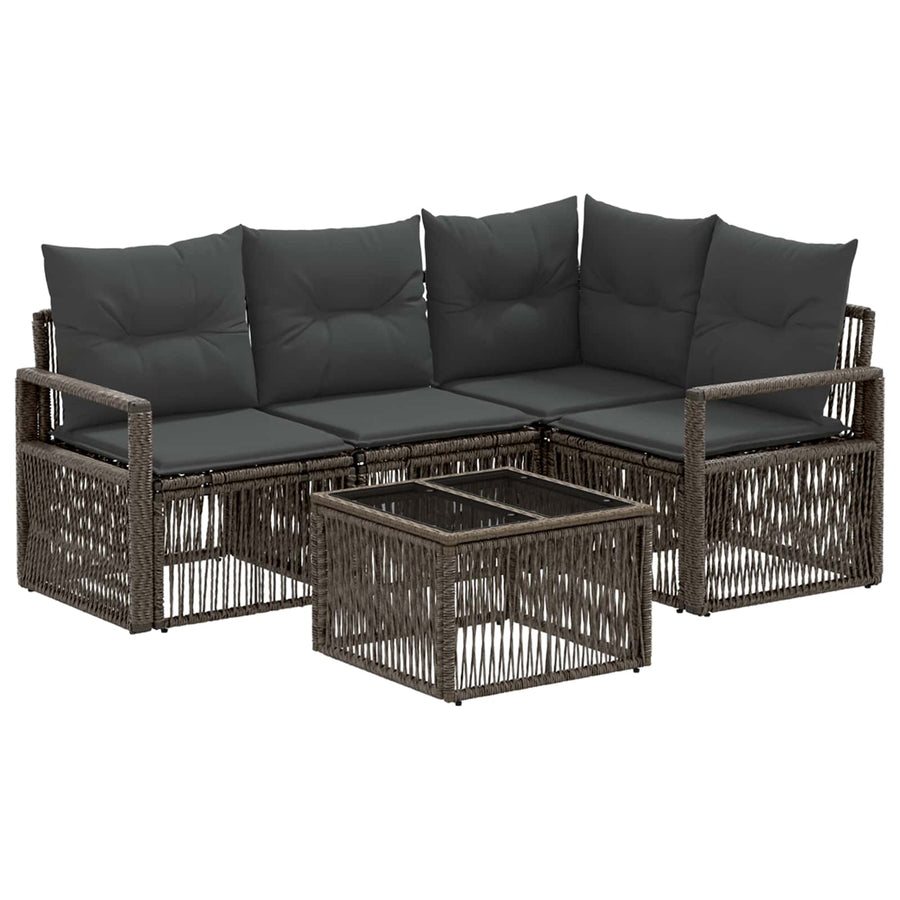Tuinbankenset 5 pcs Grijs poly rattan