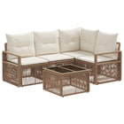 Garden Bench Set 5 pcs Beige poly rattan