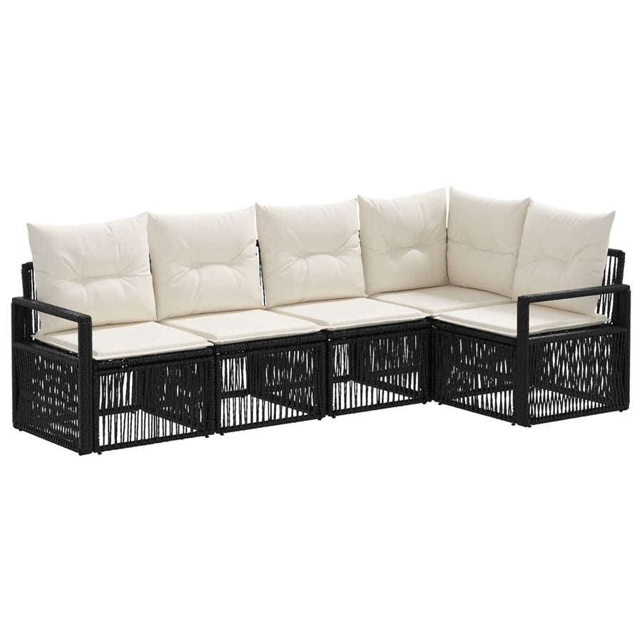 Tuinbankenset 5 pcs Zwart poly rattan