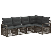 Tuinbankenset poly rattan grijs 5 personen