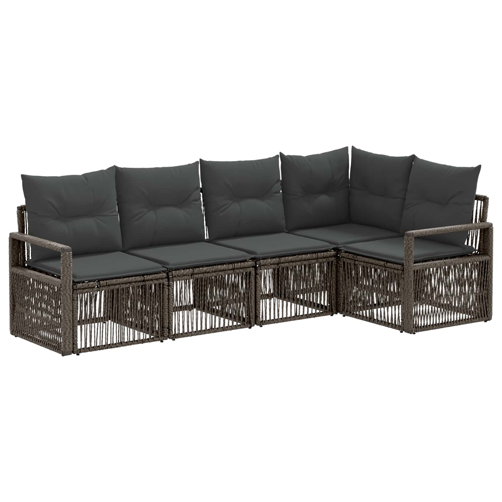 Tuinbankenset 5 pcs Grijs poly rattan