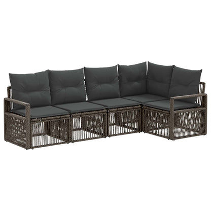 Tuinbankenset 5 pcs Grijs poly rattan