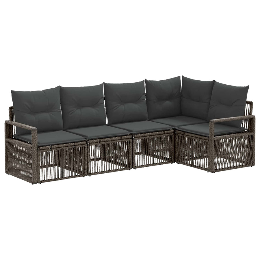 Tuinbankenset 5 pcs Grijs poly rattan