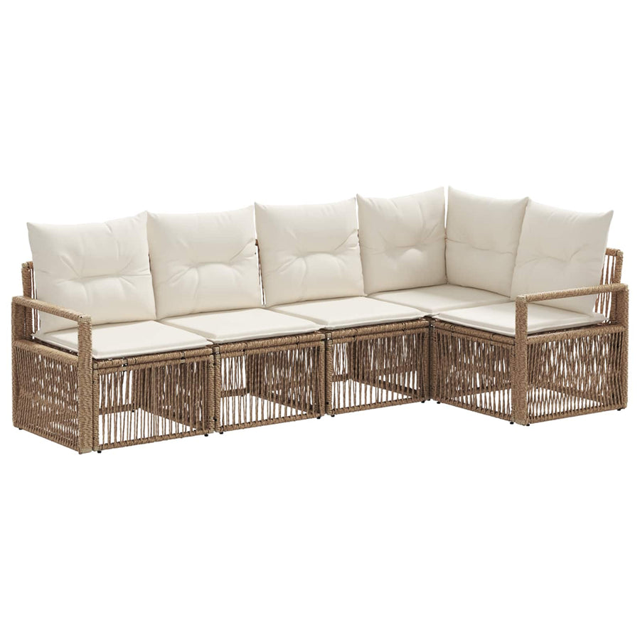 Tuinbankenset 5 pcs Beige poly rattan