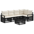 Garden Bench Set 6 pcs Black poly rattan