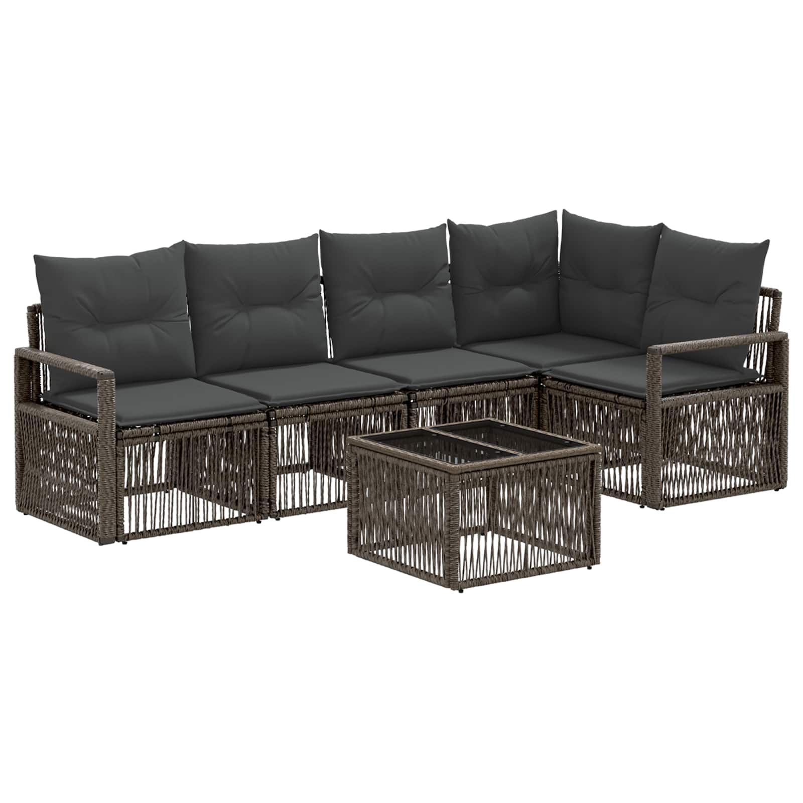 Tuinbankenset 6 pcs Grijs poly rattan