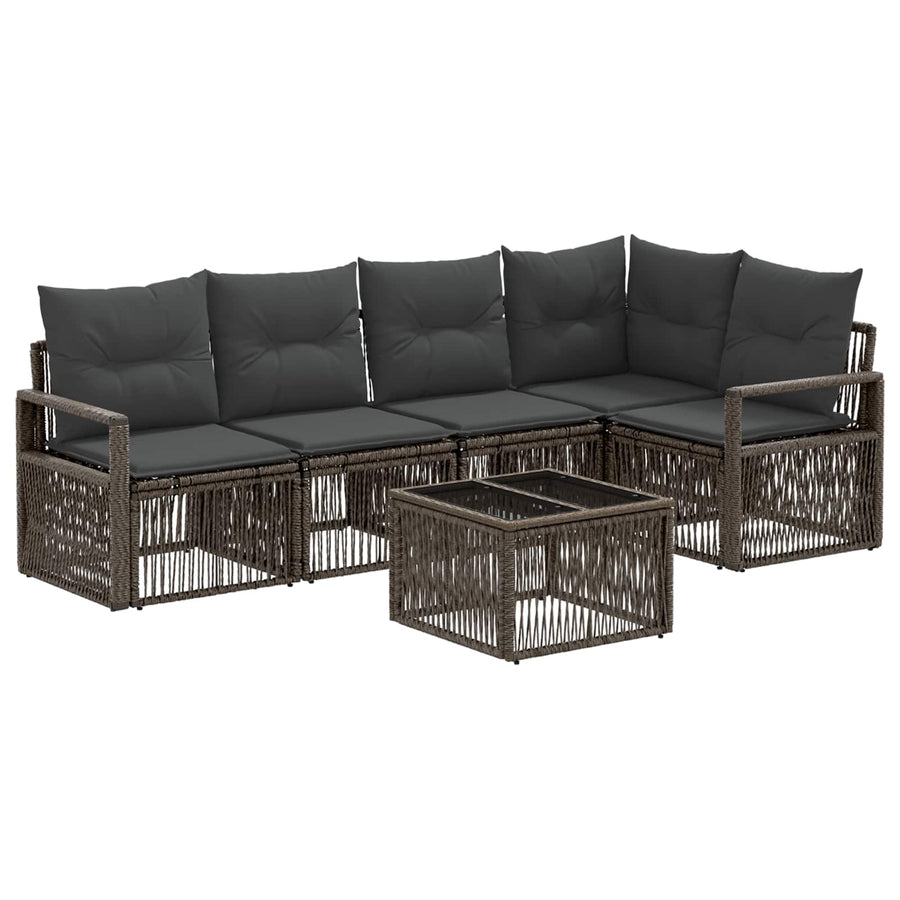 Tuinbankenset 6 pcs Grijs poly rattan
